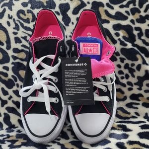 Brand new with brand tag, pink and black converse